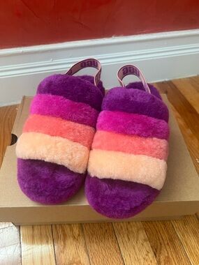 UGG Fluff Yeah Slide in Berrylicious Multicolor Fur